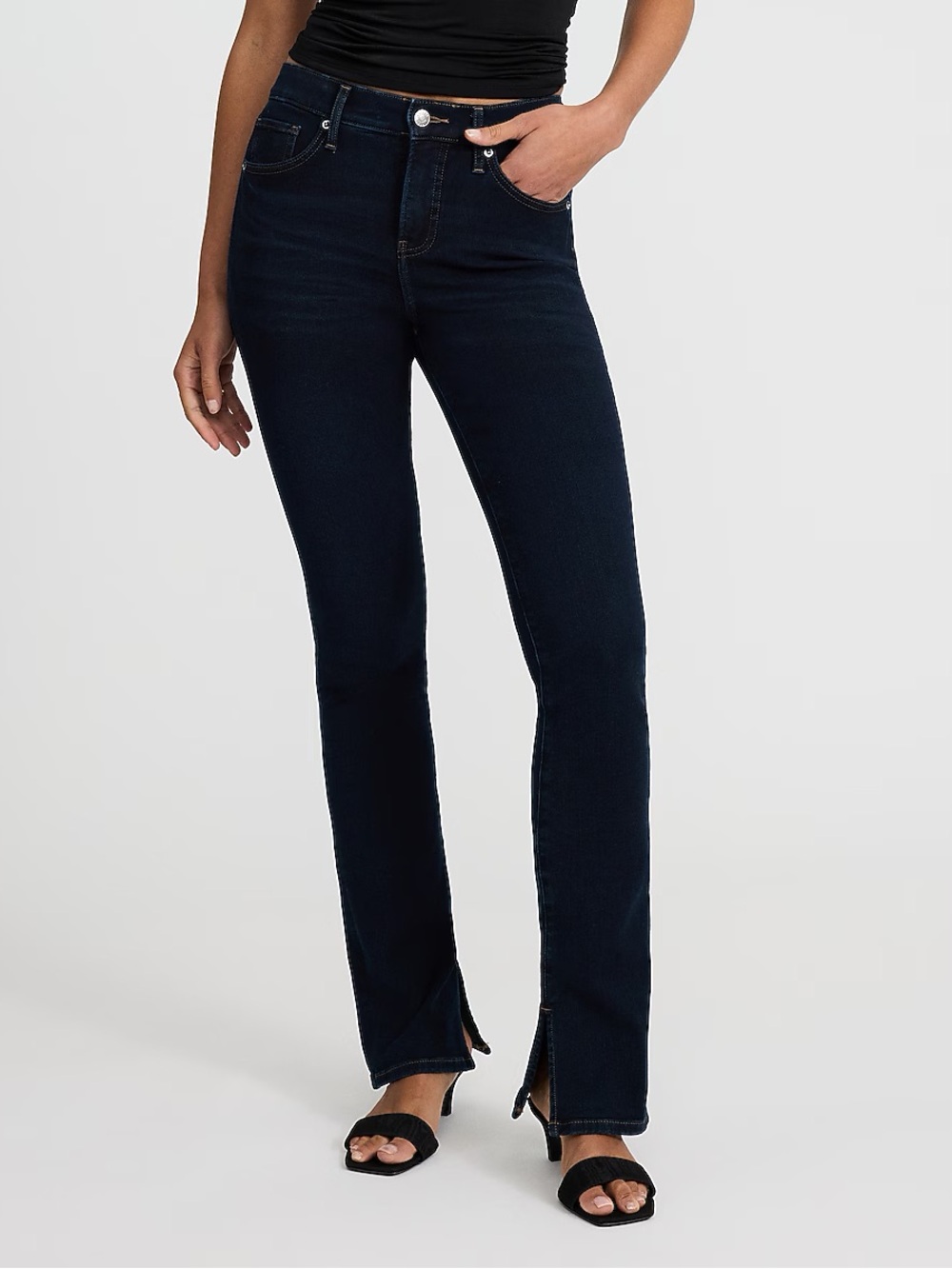 Express Skyscraper Dark Wash Jeans with Front Slit - 2R